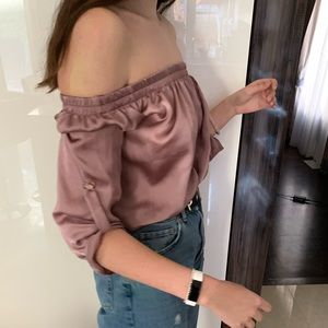 lavender over the shoulder blouse